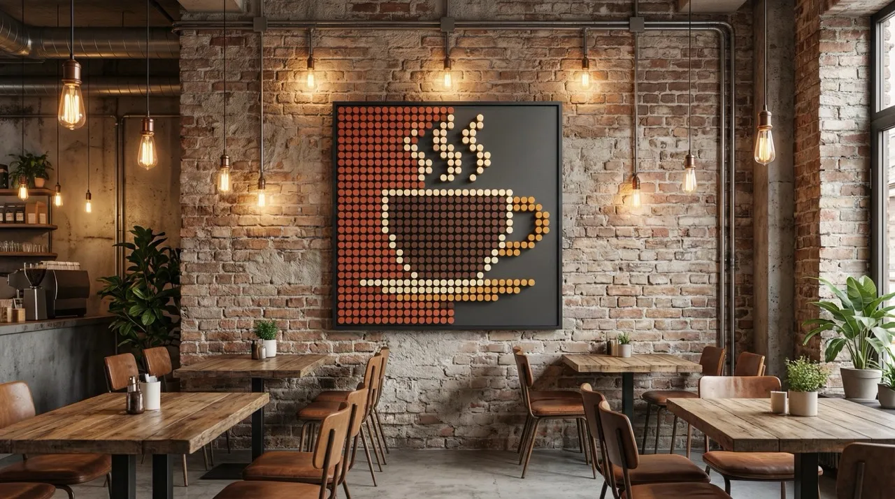 DotArt xícara de café em café industrial